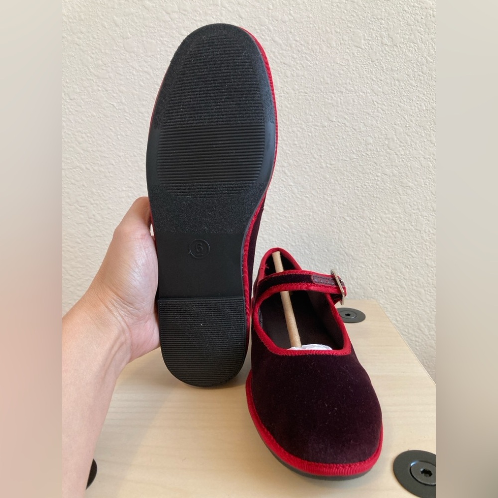 Universal Thread Velvet Mary Jane Flats - Burgundy and Red - Picture 6 of 10